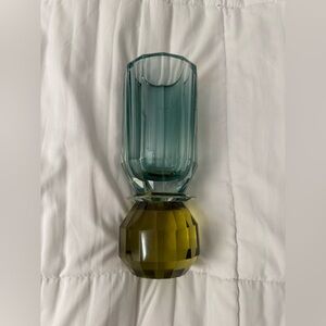 Anthropologie Teal and Olive Glass Vase